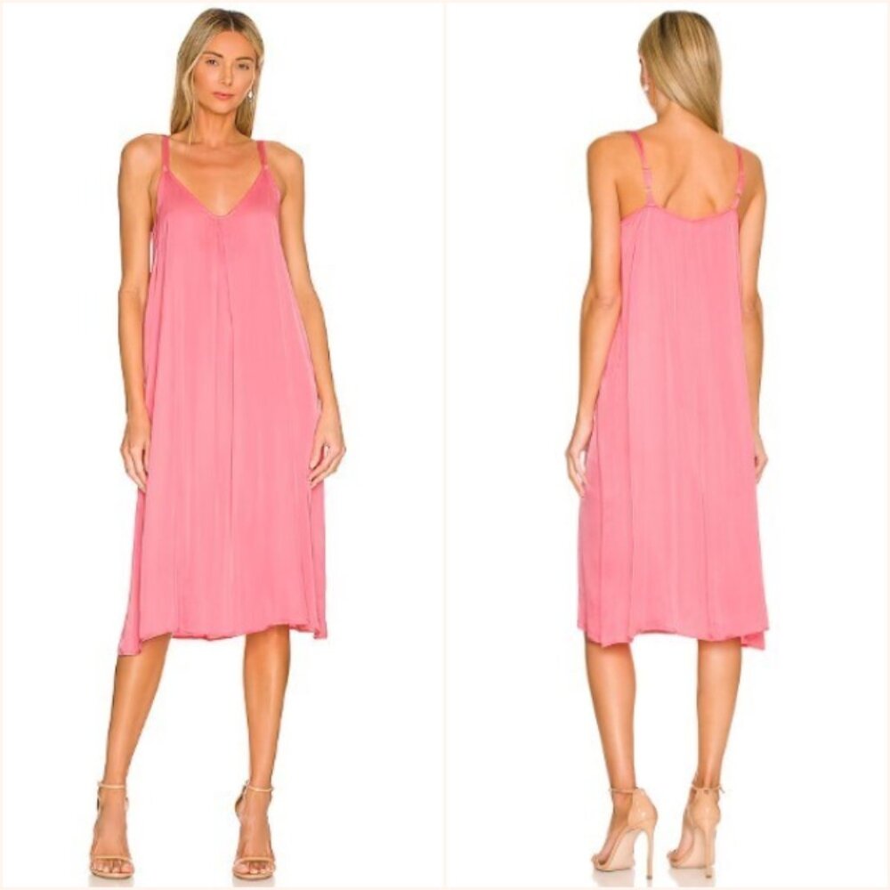 Nation Ltd Shiloh Sleeveless Slip Midi Dress Strawberry Shake Pink Xs